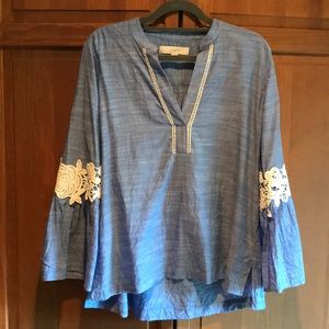 Loft chambray bell sleeve blouse